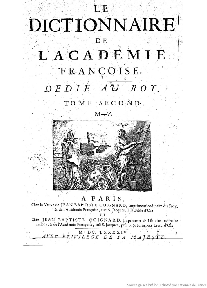 Словарь Французской академии, 1694